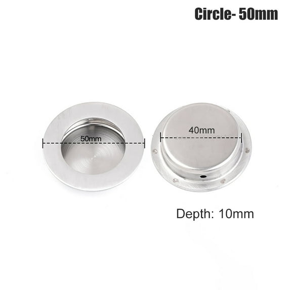 BE-TOOL Flush Door Handle Pull Recessed Handle Rectangular/Round Plate Stainless Steel 7 Sizes Choice