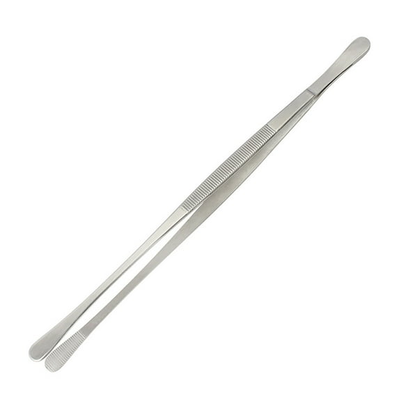 BE-TOOL Food Tweezers Stainless Steel Long Tweezers Tongs Kitchen Cooking Tweezers for BBQ Baking Buffets Silver Round Head