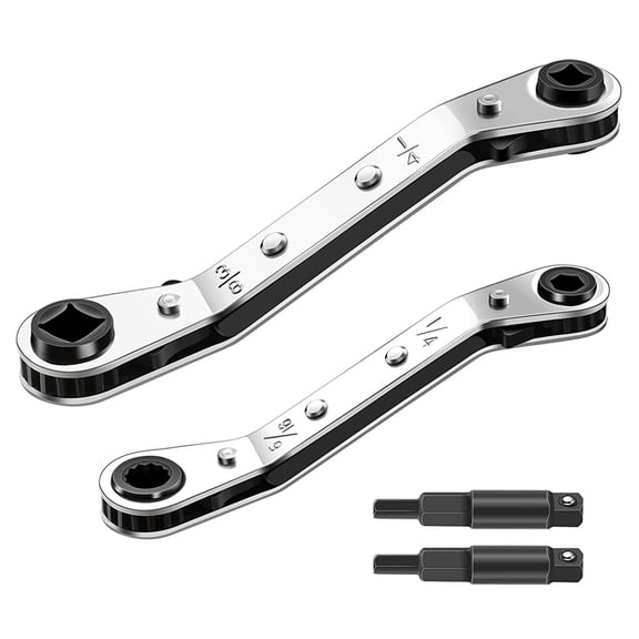 BE-TOOL Hvac Service Wrench Tools Portable Ratchet Repairing Wrench for Valve Repairing Air Conditioning Refrigeration Equipment Silver (Set C)
