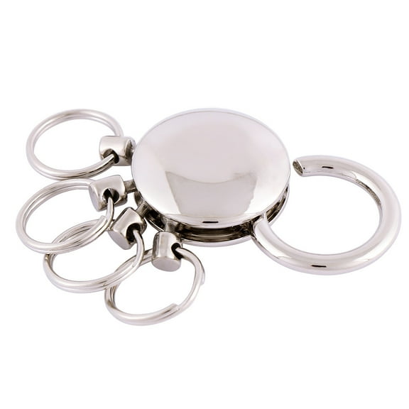 BE-TOOL Keychain Snap Buckle Waist Belt Key Chain with 5 Detachable Key Rings Zinc Alloy Silver