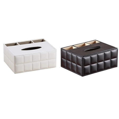 BE-TOOL Leather Tissue Box Paper Box Holder for Bathroom Bedroom Home Office White/Black