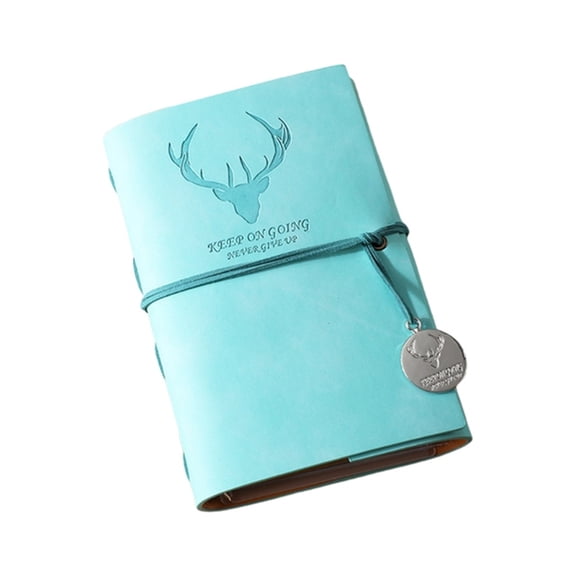 BE-TOOL Loose-Leaf Notebook Leather Cover 80 Pages Writing Journaling Detachable Papers Cyan