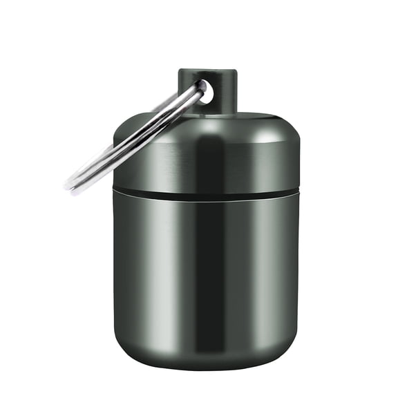 BE-TOOL Mini Aluminum Keychain Pill Container Medication Pill Case Box Vitamin Bottle Container Organizer Good Sealing Waterproof Gray