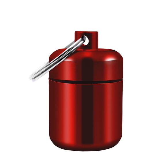 BE-TOOL Mini Aluminum Keychain Pill Container Medication Pill Case Box Vitamin Bottle Container Organizer Good Sealing Waterproof Red