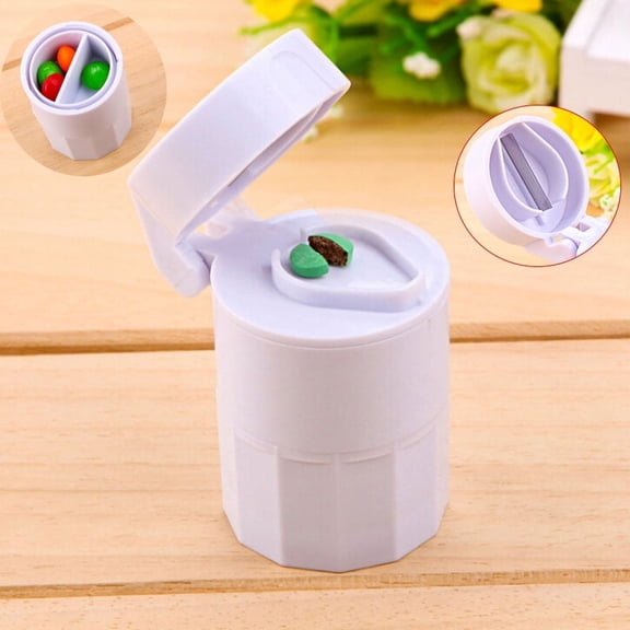 BE-TOOL Pill Cutter Powder Crusher Pills Box Tablet Grinder Splitter Medicine Portable White