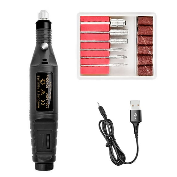 BE-TOOL Polishing Pen Electric Grinder Professional Salon Nail File Drill Bit Set for Carving Engraving Grinding Polishing Black