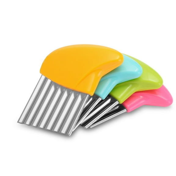 BE-TOOL Potato Cutter Corrugated Shape for Carrot Chip Vegetable French Fry Slicer Stainless Steel Yellow
