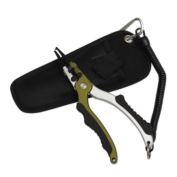 BE-TOOL Professional Multifunctional Fish Plier 7.3-inch Long Nose Fishing Pliers Fishing Gripper with Lanyard and Storage Bag (Green)