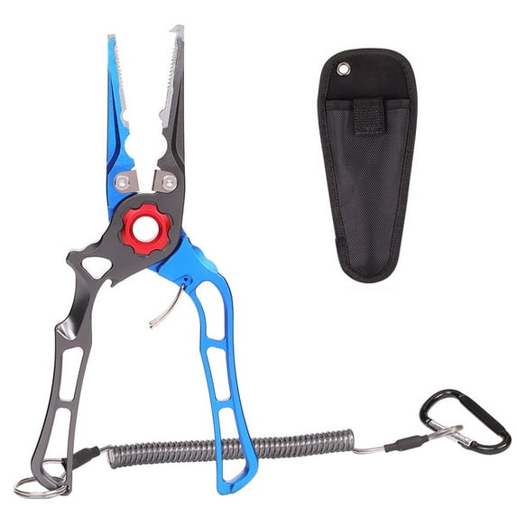 BE-TOOL Professional Multifunctional Fish Plier Metal Fishing Clamp Plier Fishing Lip Grabber (Grey with Blue)