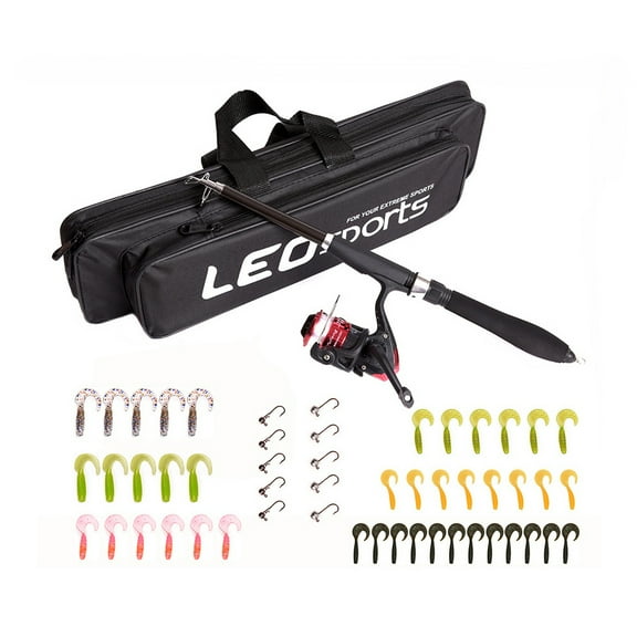 BE-TOOL Retractable Rod with Reel, Lure Bait with Hooks, Kids Fishing Accessories Set