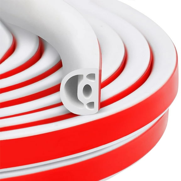 BE-TOOL Self-adhesive Silica Gel Door Sealing Flexible Strip Weather Stripping Door Seal Strip D-Shape for Kitchens Door Frame & Window Seal (0.23*0.35in, White)