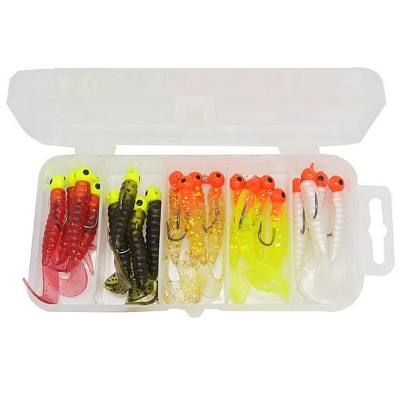 BE-TOOL Soft Plastic Lures Set Fishing Baits with Barbed Hooks for Saltwater Freshwater Rivers Sea (Set A)