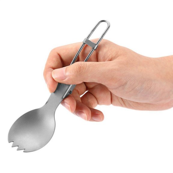 BE-TOOL Titanium Spoon Foldable Handle Portable for Picnic BBQ Camping