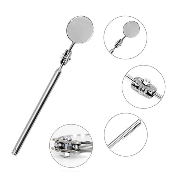 BE-TOOL Universal Telescopic Inspection Mirror Tool Adjustable Stainless Steel Round Silver