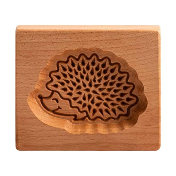 BE-TOOL Wooden Cookie Biscuit Mold, 3D Baking Mold, Embossing Craft Decorating Baking Tool, Suitable for Kitchen DIY, 1Pcs E Type Hedgehog