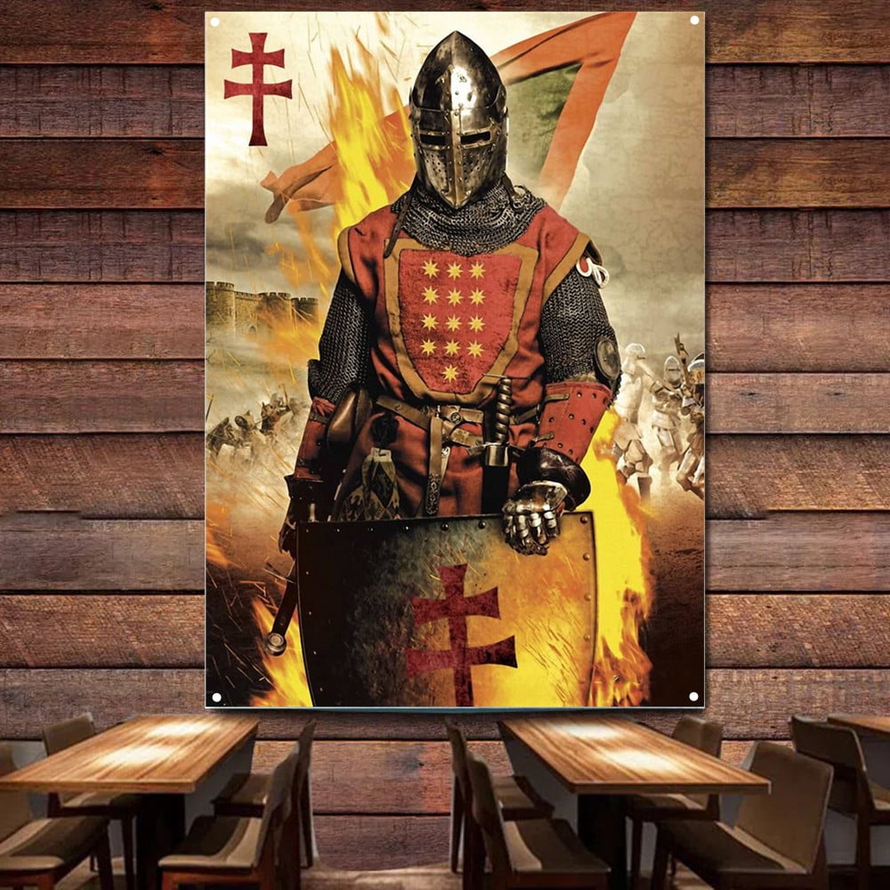 BE WITHOUT FEAR Knights Templar Tapestry Wall Art Poster Vintage ...