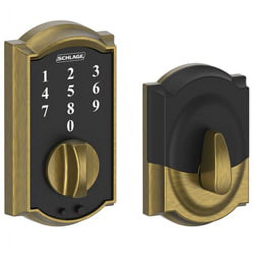 BE375CAM609 12-321 10-116 Camelot Touch Keyless Deadbolt - Antique Brass