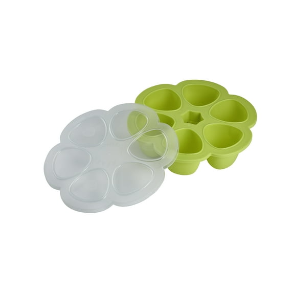 BEABA Silicone Multiportions Baby Food Tray, Oven Safe, Made in Italy, Neon, 3 oz