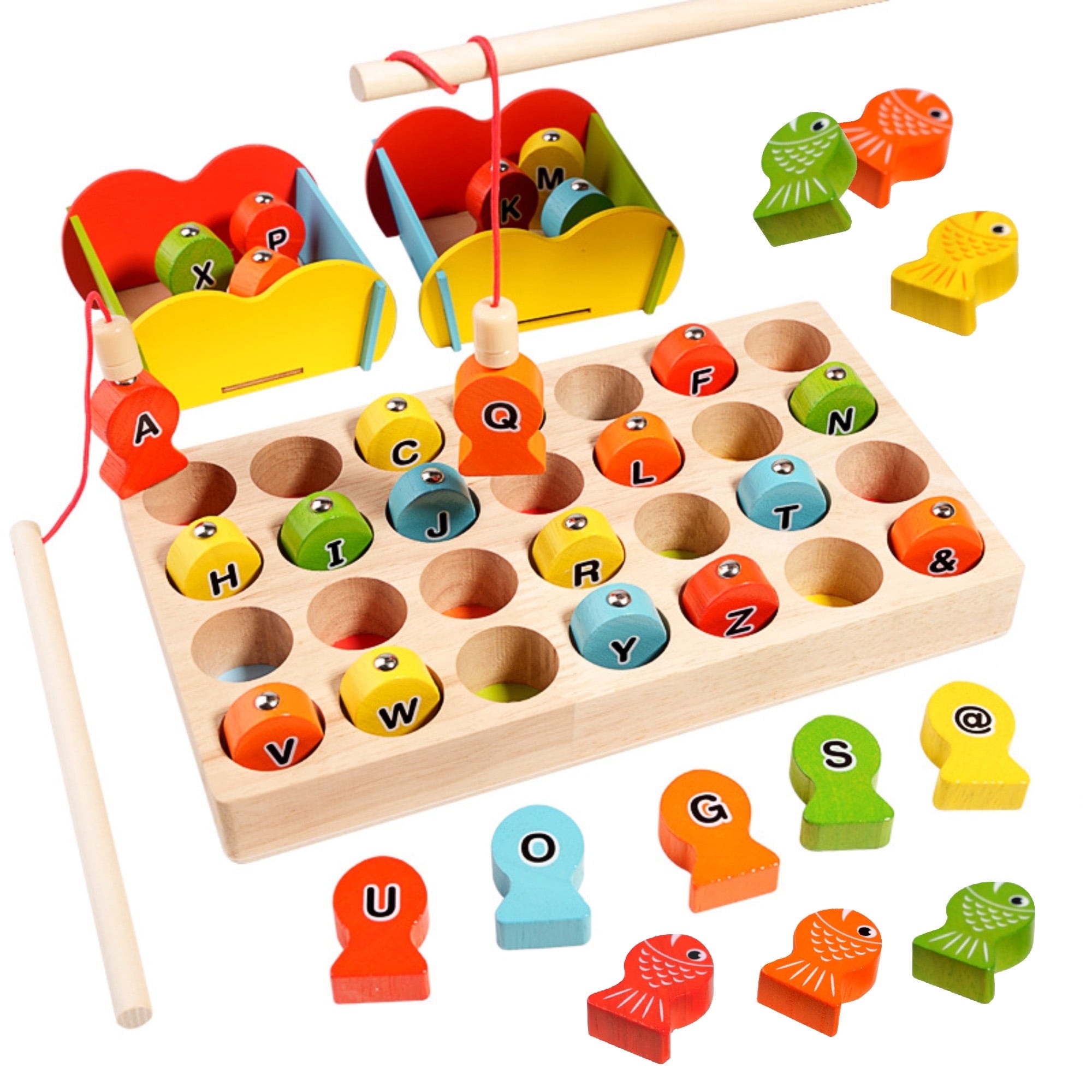 BEACENOV Wooden Fishing Toys \u0026 Games for Kids,Toddlers Learnig ABC Alphabet  \u0026 Color Sorting,Montessori Educational Toys for 3 4 5 Years Old,Fine Motor  ..., image size:2000x2000