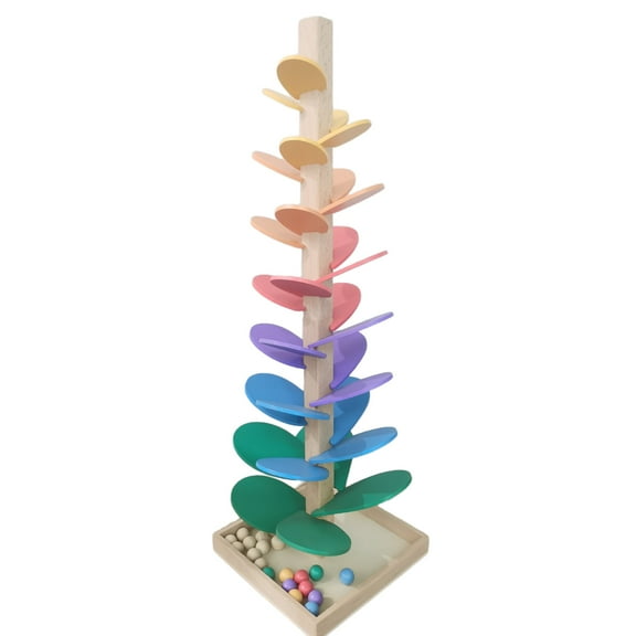 BEACENOV Wooden Marble Run Music Tree for Kids Age 3-8, Rainbow Wooden Music Toys for Toddler Age 3-8, Large Marble Run Toys, Pastel Macaron Color