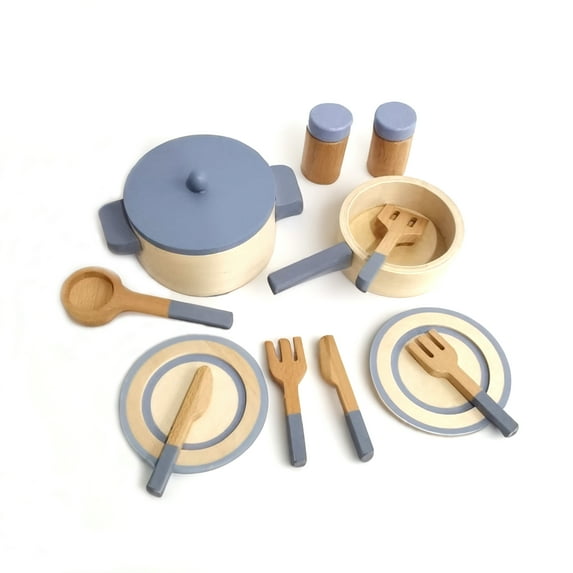 BEACENOV Wooden Kitchen Toys Cooking Set for Toddlers,Kids Play Kitchen Utensils,Toddler Pretend Play Toys Kitchen Accessories,Cooking Toys for Little Girls,Wooden Kitchen Toys Pots and Pans