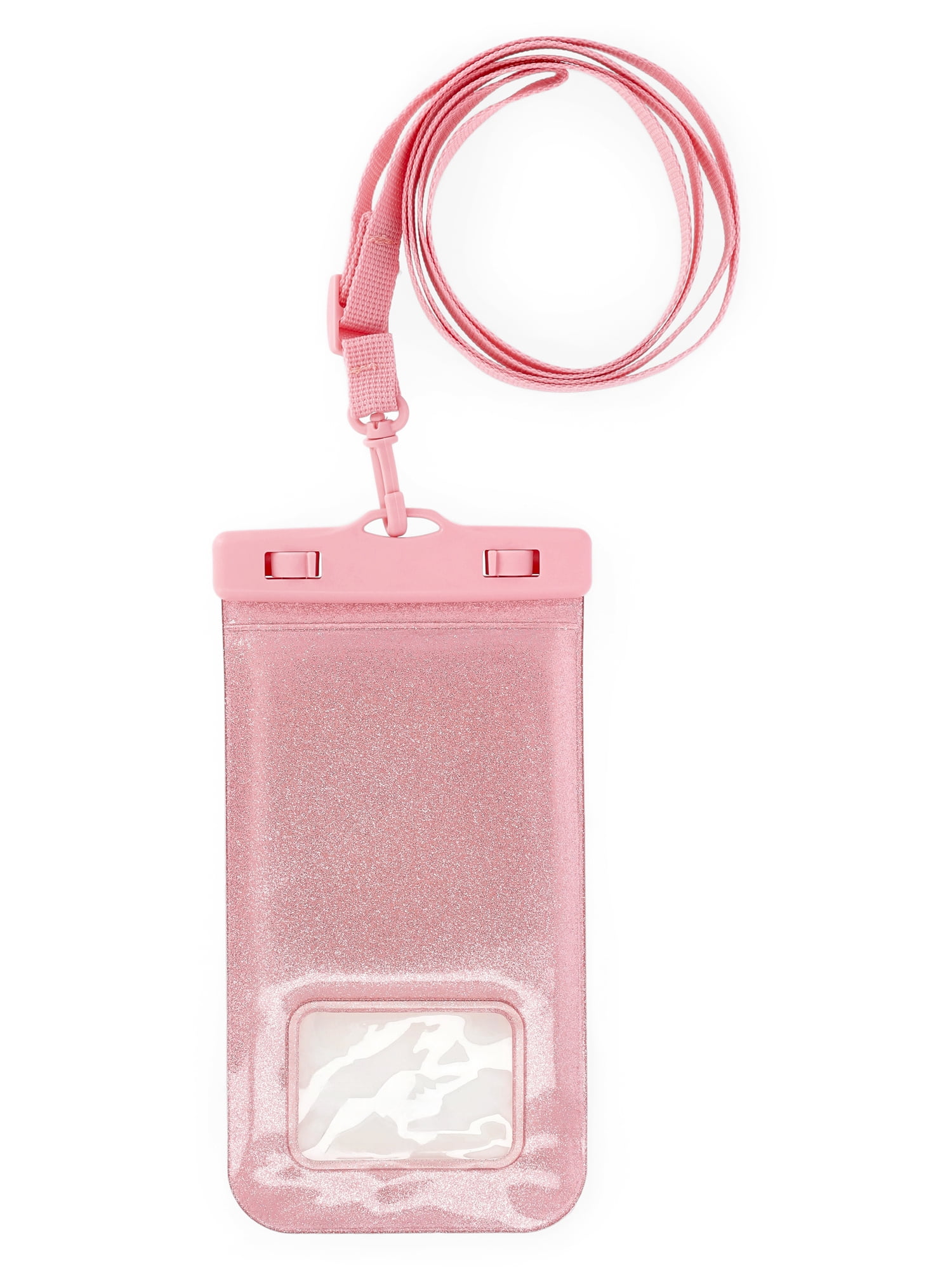 No Boundaries Women's Beach Water Resistant Cellie Pouch, Pink Lemonade Glitter