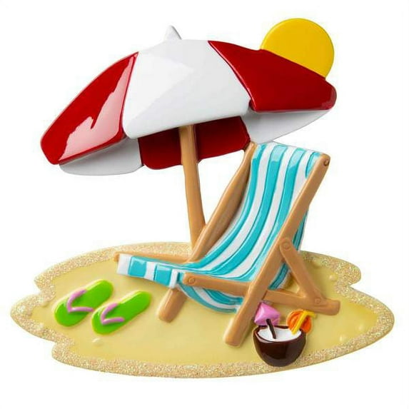 BEACH CHAIR WITH UMBRELLA Personalized Christmas Tree Ornament DO-IT-YOURSELF