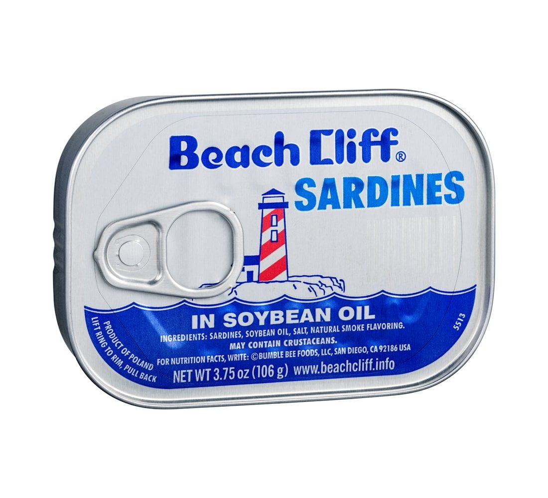 BEACH CLIFF Sardines in Soybean Oil, High Protein Food, Keto Food and