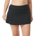 thumbnail image 1 of BEACH HOUSE Emma Plus Size Swim Skort — Modest Swimsuit Skirt with Boy Shorts, Black and Blue, 22W, 1 of 6