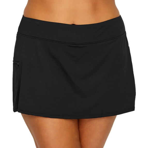 BEACH HOUSE Emma Swim Skort - Modest Plus Size Swim Skirt with Shorts, Black 22W