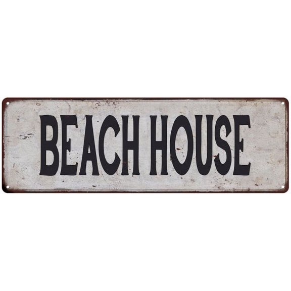 BEACH HOUSE Vintage Look Rustic 6x18 Metal Sign Chic Retro 106180035089