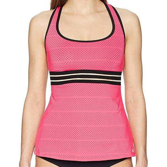 BEACH HOUSE Women's Sport Electro Tankini Paded Swim Top, Pink, 12
