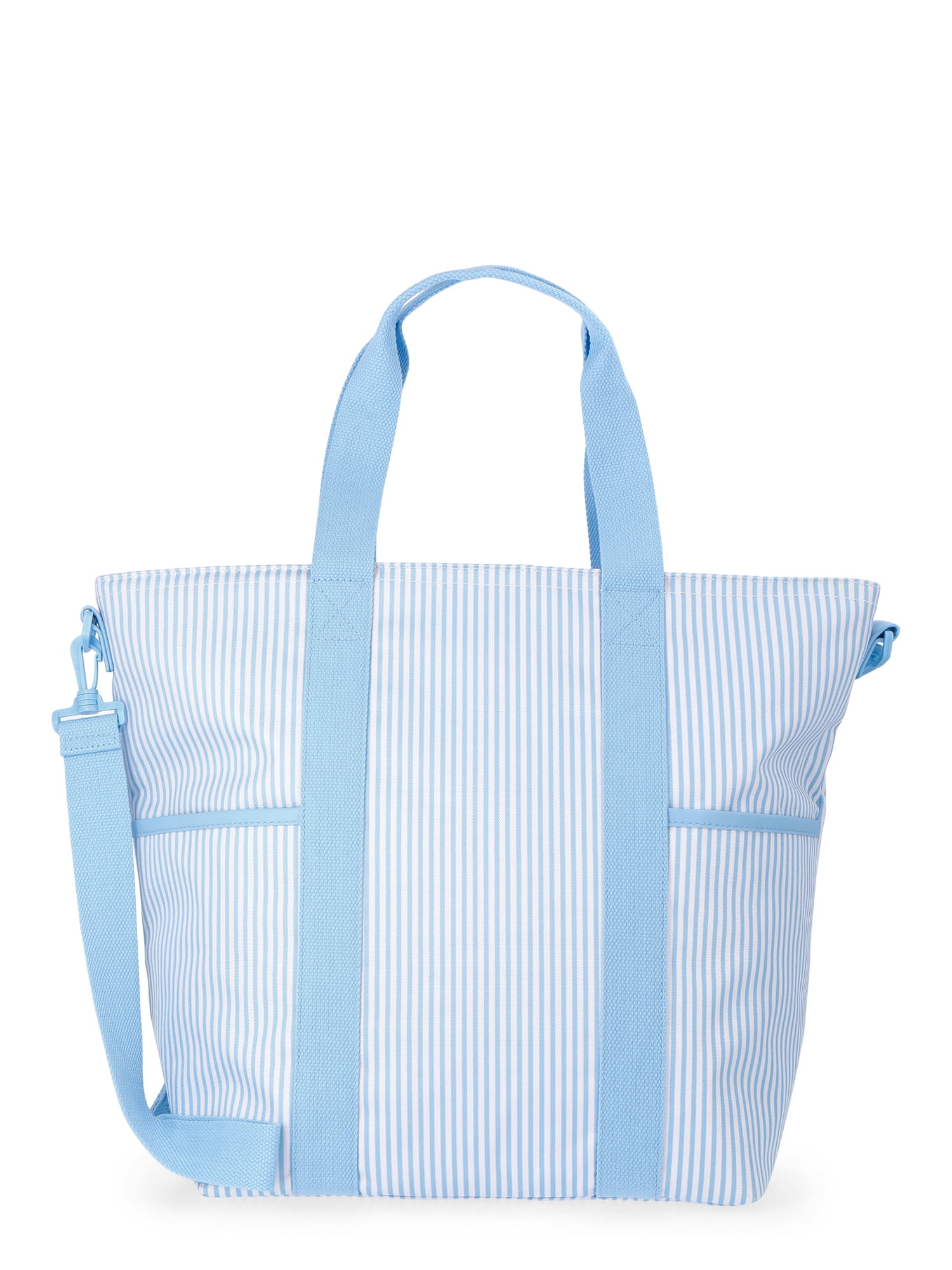 No Boundaries Women's Beach Insulated Tote Bag, Sky Pin Stripe