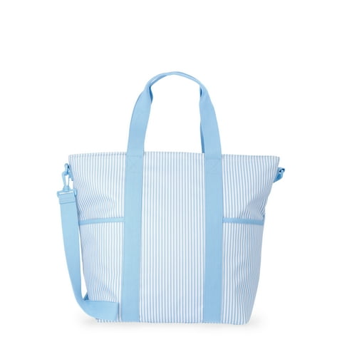 Women's Beach Insulated Tote Bag, Sky Pin Stripe