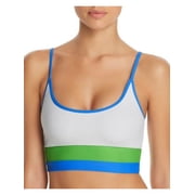 BEACH RIOT Womens Blue Ribbed Scoopneck Bralette Bikini Top XS