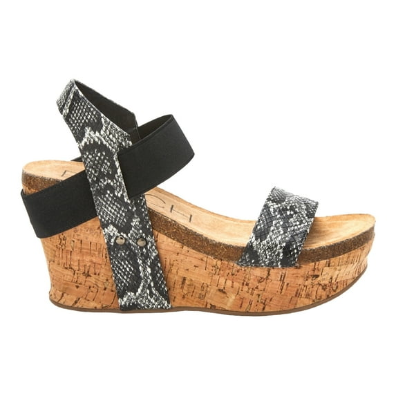 BEACH by Matisse Womens Point Break Snake Print Platform Wedge Casual Shoe