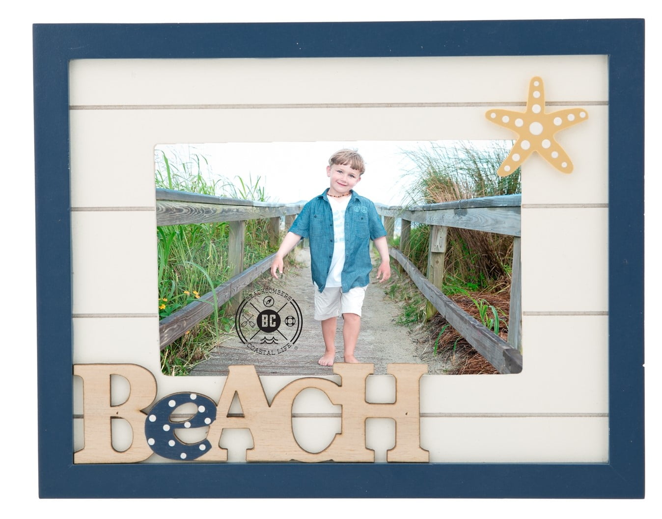 Wood Beach Photo Frame with Raised Accents