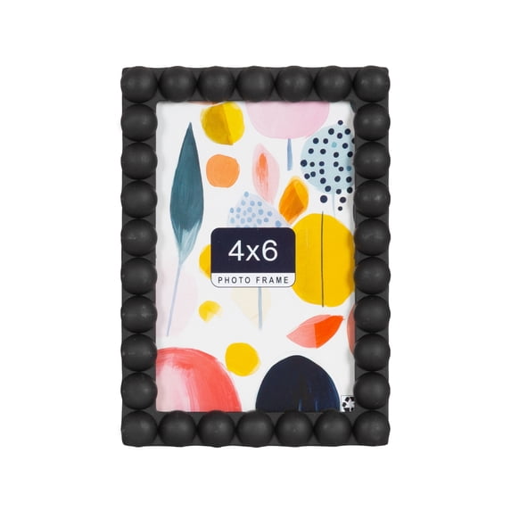 DesignOvation 4x6 Beaded Black Decorative Tabletop Picture Frame