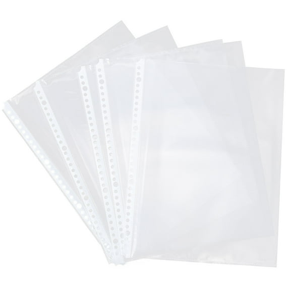 BEADCEST 100Pcs Clear Binder Pockets Plastic Binder Pockets for Document Protection Storage Organization 30.5X23.5cm