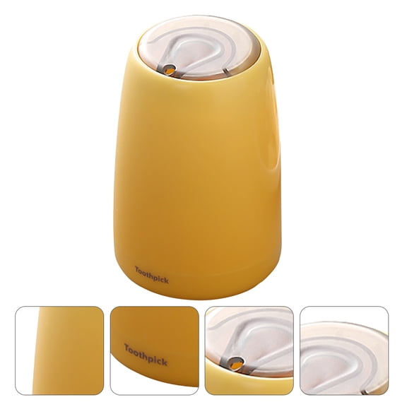 BEADCEST 1Pack Covered Home Toothpick Box Plastic Rectangular Yellow 9.3x6Cm Waterproof Dustproof