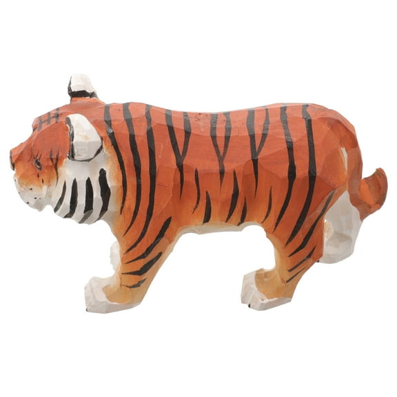 BEADCEST 1Set Tiger Figurine Desk Statue Art Wooden 13.50X7.50X5.00Cm
