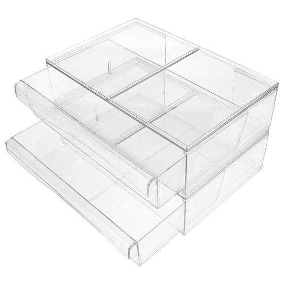 BEADCEST 2Pcs Beauty Storage Box Acrylic Transparent Rectangular Bathroom Cabinet Organization Space Saving