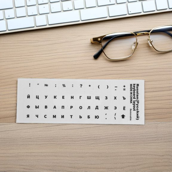 BEADCEST 2Pcs Russian Alphabet Keyboard Stickers with Wear Resistant Material for Pc and Notebook