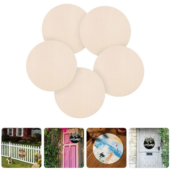 BEADCEST 5Pcs Small Wood Slices for Diy Crafts and Rustic Home Decor 13.8X13.8X0.1In
