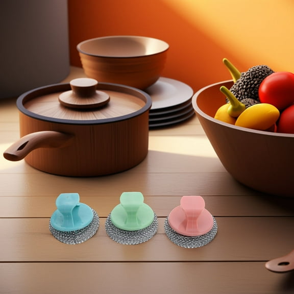 BEADCEST 6Pcs Kitchen Cleaning Ball Green Stainless Steel for Pots and Pans 2.5X2.5X1.9In