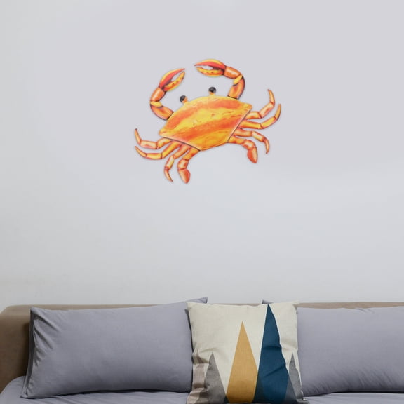 BEADCEST Crab Shaped Wall Decor 1Pcs 25x15cm Orange Iron For Indoor Space Decoration