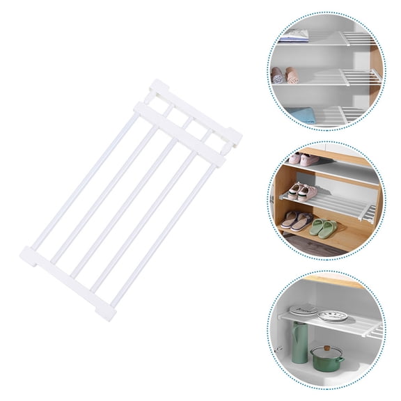 BEADCEST Expandable Wardrobe Shelf White Plastic Bathroom Storage Organizer 1 Piece Space Saver