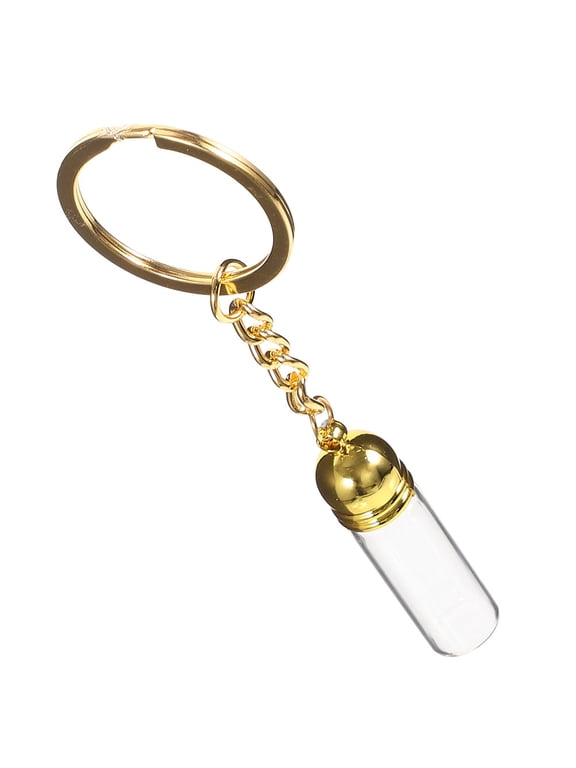 Glass and Metal Keychain with Sealing Cap for Liquid Storage