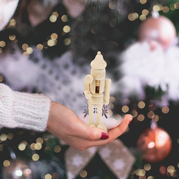 BEADCEST Nutcracker Christmas Decor 6Pcs Beige Wooden Soldier Toy for Kids