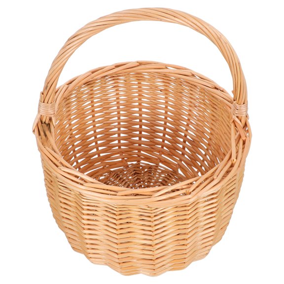 BEADCEST Handwoven Willow Market Basket with Handle Light Yellow for Wedding and Picnic